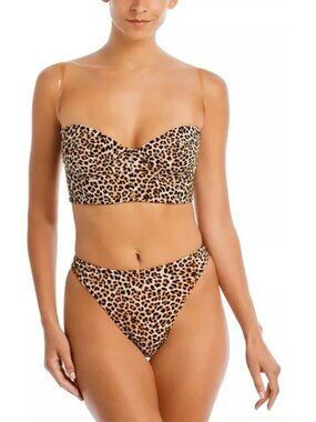 NWT Norma Kamali Leopard Print Corset Bikini Set Size XS [jb]